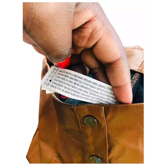 NWT Forever 21 Womens Faux Leather High Waisted Button Brown Mini Skirt Small - Picture 5 of 5